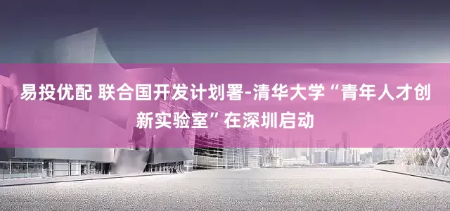 易投优配 联合国开发计划署-清华大学“青年人才创新实验室”在深圳启动